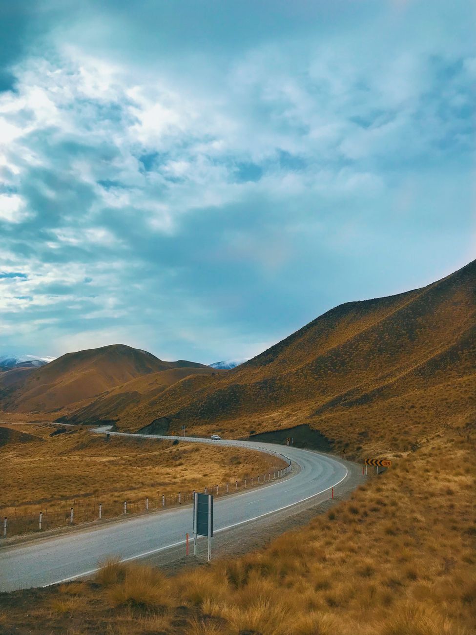 South Island winding highway mountain landscape